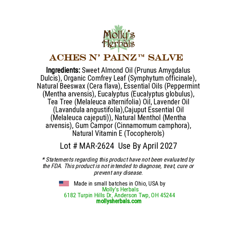 Aches N' Painz Salve | Herbal Muscle & Joint Relief - Molly's Herbals