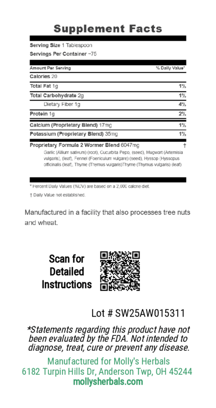 Formula 2 Herbal Weekly Worm Formula Two for All Animals - Molly's Herbals