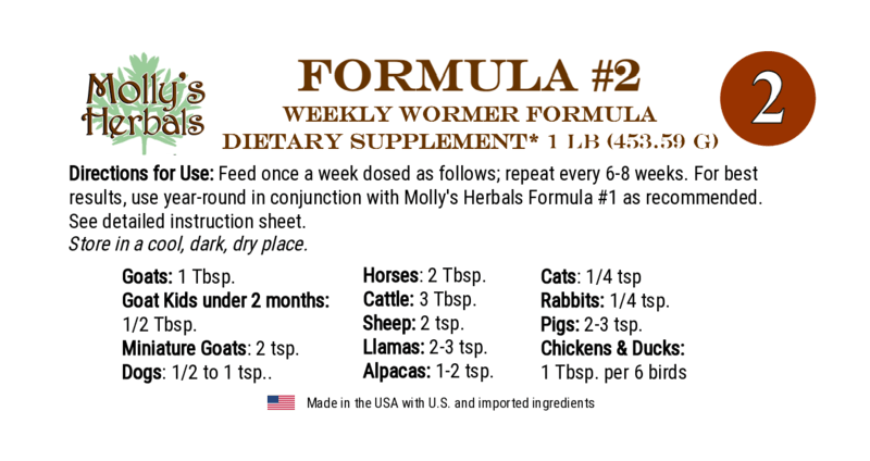 Formula 2 Herbal Weekly Worm Formula Two for All Animals - Molly's Herbals