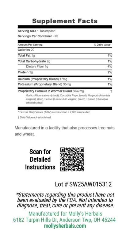 Formula 2 Herbal Weekly Worm Formula Two for All Animals - Molly's Herbals