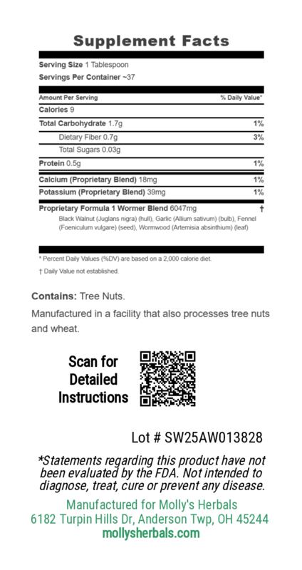 Herbal Worm Kit Formula for All Animals - Molly's Herbals