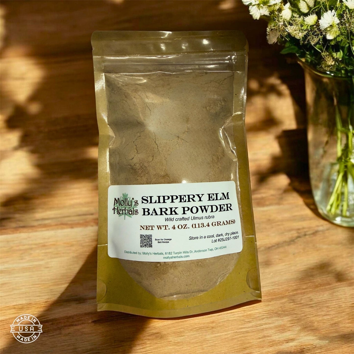 Slippery Elm Bark Powder – Dosage Ball Binder & Herbal Mixing Aid - Molly's Herbals